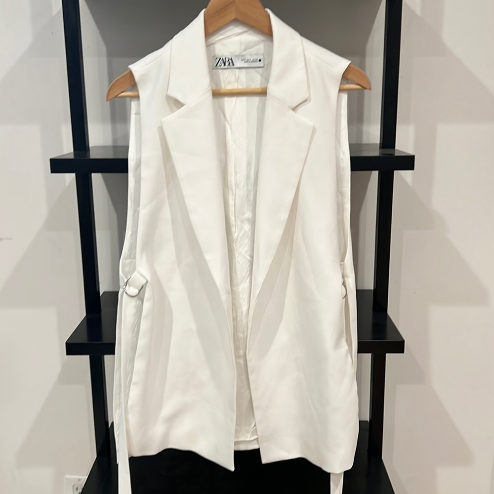 Zara Long Vest open sides - white